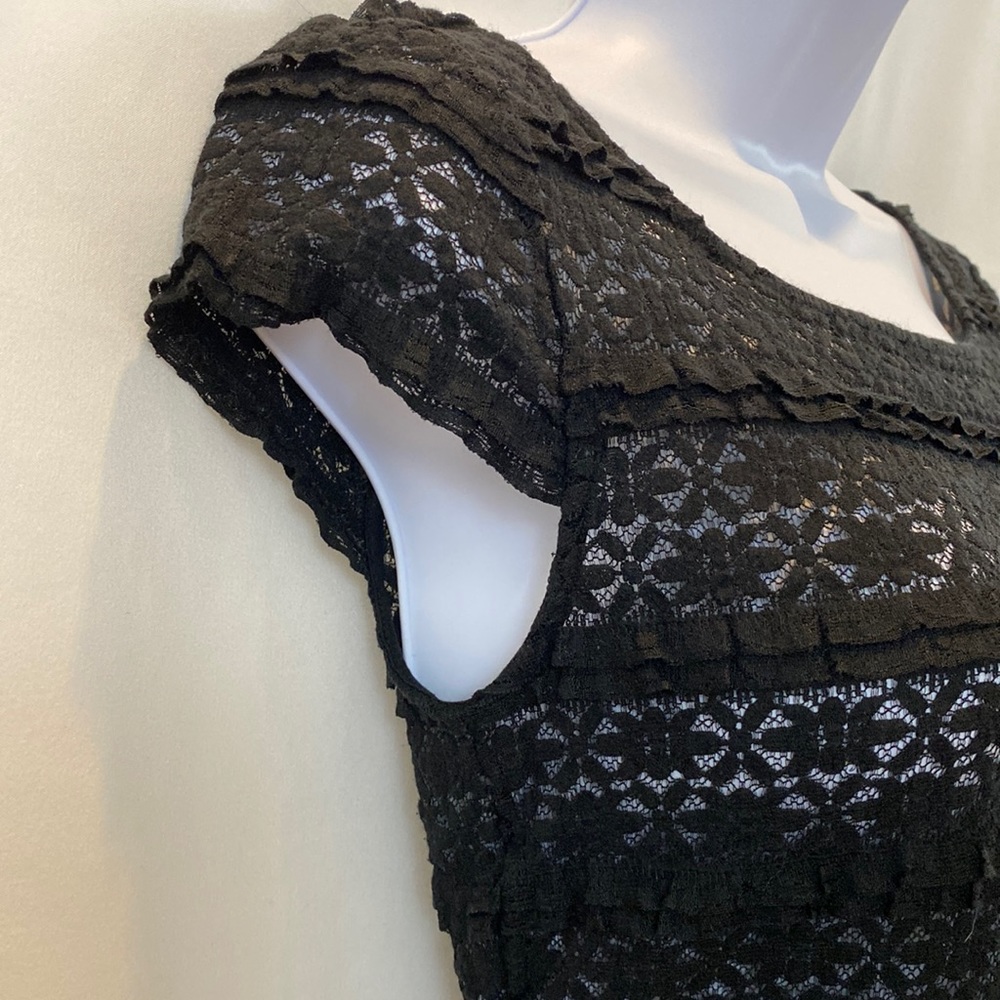 Banana Republic stretch floral lace short sleeve top black size XS - Picture 6 of 12